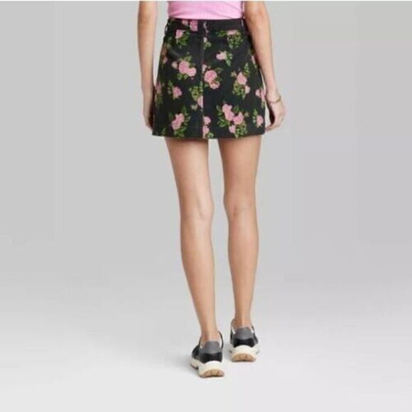 Wild fable Women's Skirt Mini Cord High Rise Black Size 0 - Picture 3 of 5